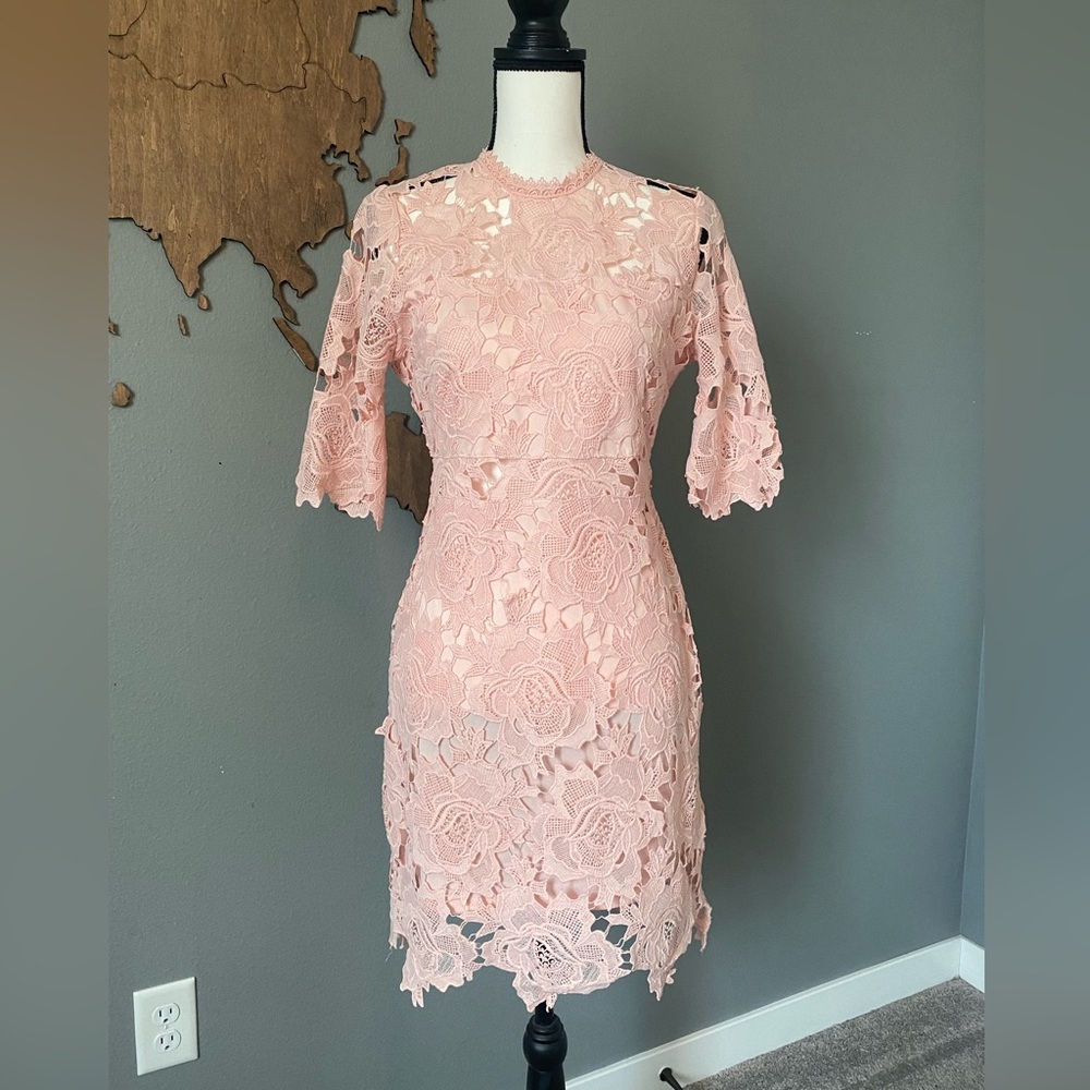 Cutout Pink Lace Dress